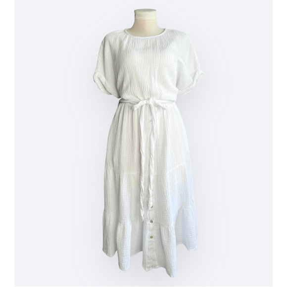 Magaschoni Dresses Magaschoni Organic Cotton Gauze White Belted